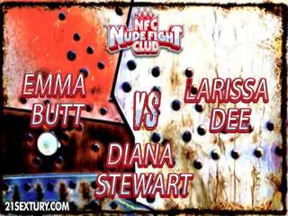 NudeFightClub Presents Emma Butt Vs Larissa Dee & Diana Stewart
